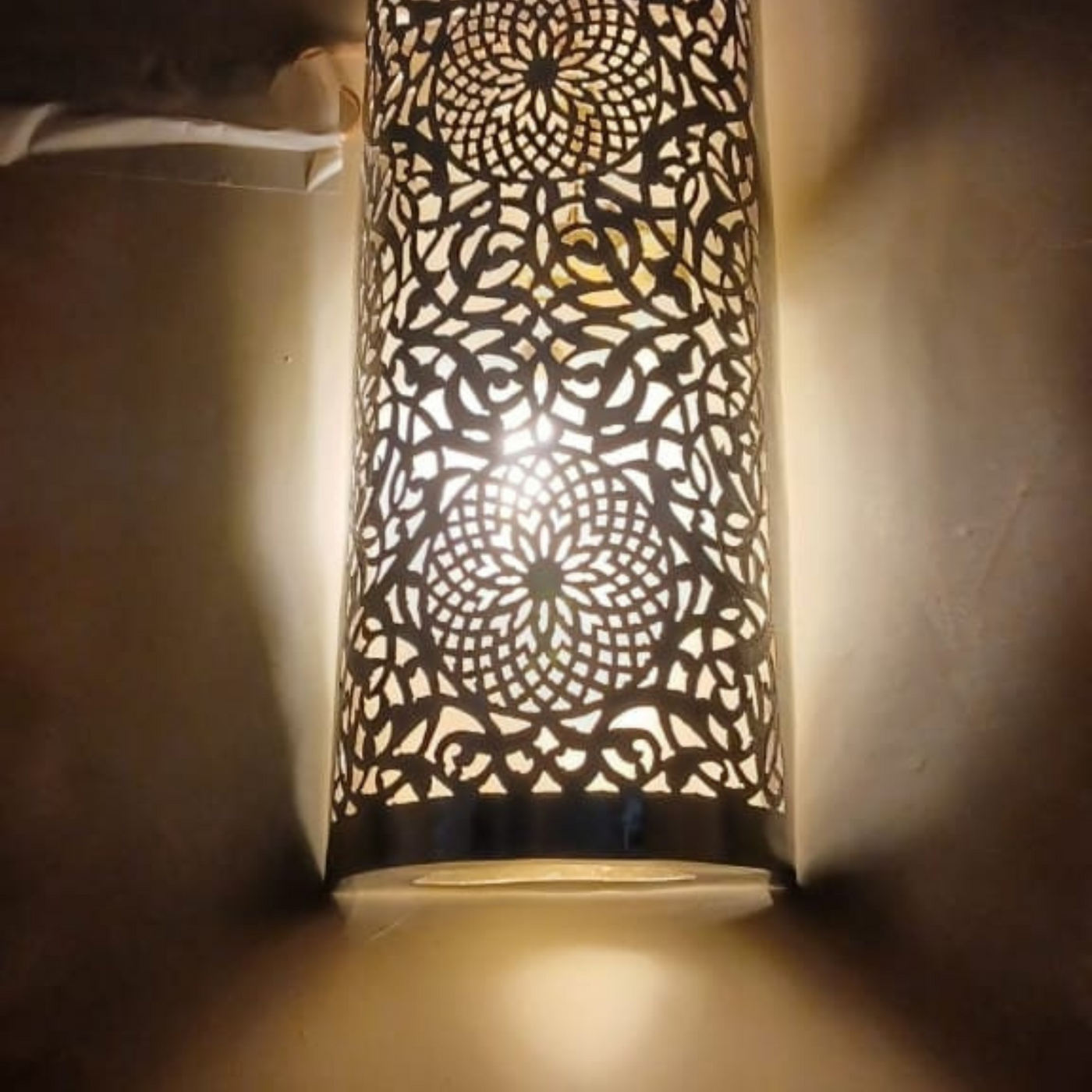 Moroccan Lampshade with Warm Lighting, Comes Ready to use Hardwired with Lightbulb - Ideal For Home Decoration & Business Decoration