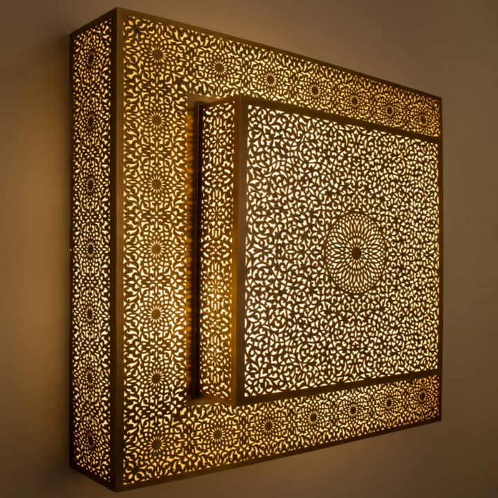 Large Wall Sconce Lamp – Handcrafted Moroccan Geometric Design, Reflecting a Beautiful and Warm Touch