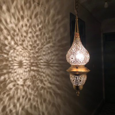 Hand Engraved Moroccan Chandelier – Available in Gold, Silver, Black Brass for Dining Room & Entryway