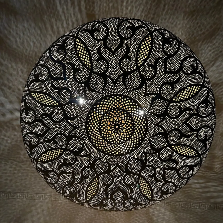 Elegant Brass Sphere Pendant Light – Moroccan Handcrafted, Includes Bulb and Pre-Wired for Easy Installation