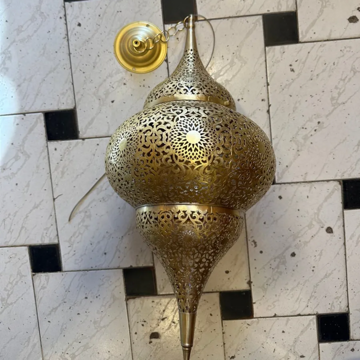 Moroccan Brass Pendant Light – Handcrafted Sphere Design, Pre-Wired with Bulb – Perfect for Enhancing Indoor Spaces