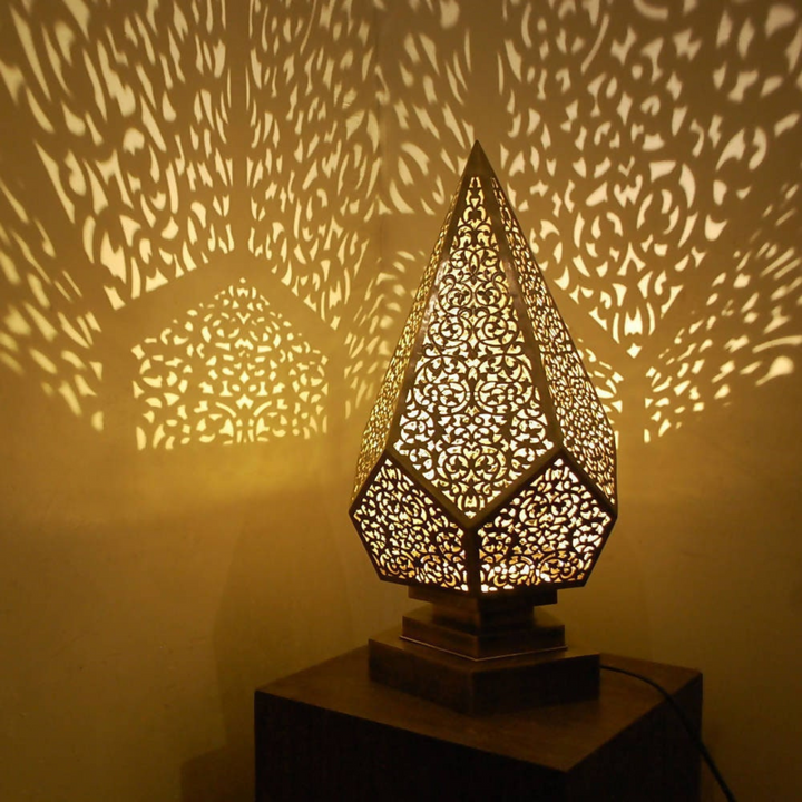 MOROCCAN TABLE & FLOOR LAMP , PYRAMID