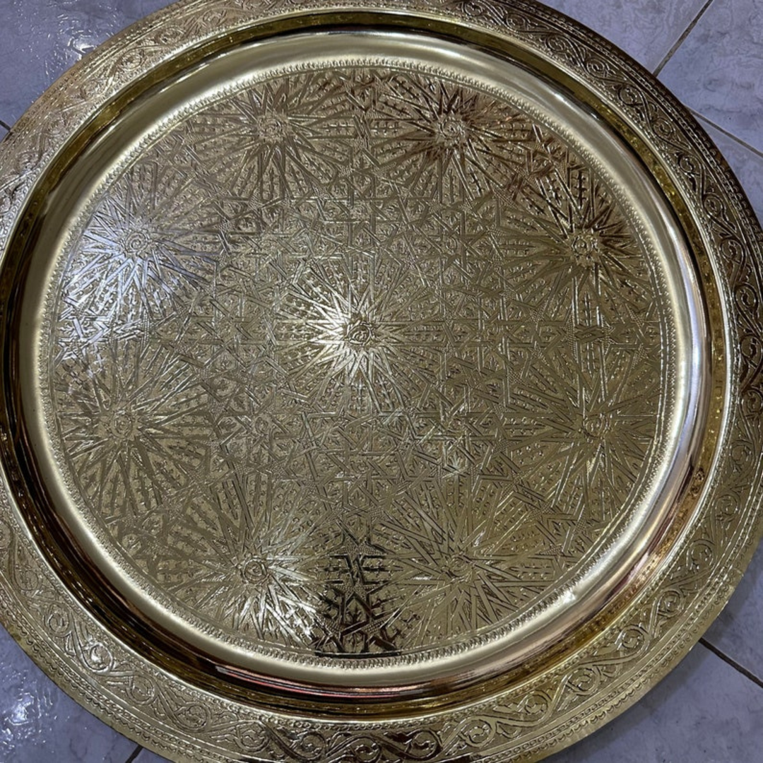 MOROCCAN HAND ENGRAVED TRAY ; SEPHIR