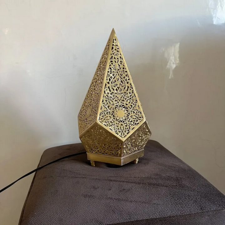 BRASS TABLE & FLOOR LAMP , PYRAMID II
