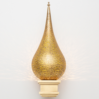 Brass Wall Sconce Lamp – Hand-Carved Geometric Pattern, Perfect for Luxury Home and Business Lighting