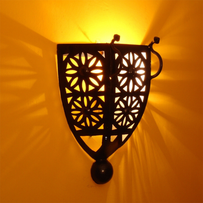 Antique Iron Wall Sconce – Geometric Design for Home & Business Décor