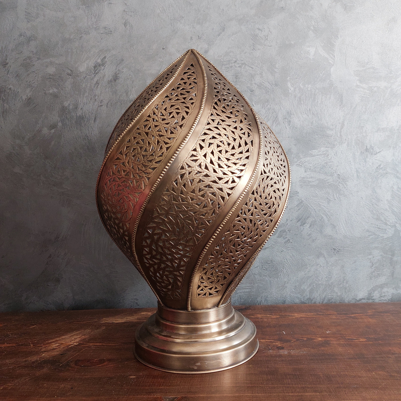 Spiral Brass Table Lamp – Handmade with Moroccan style – Ideal to use on Table in your Room or Office