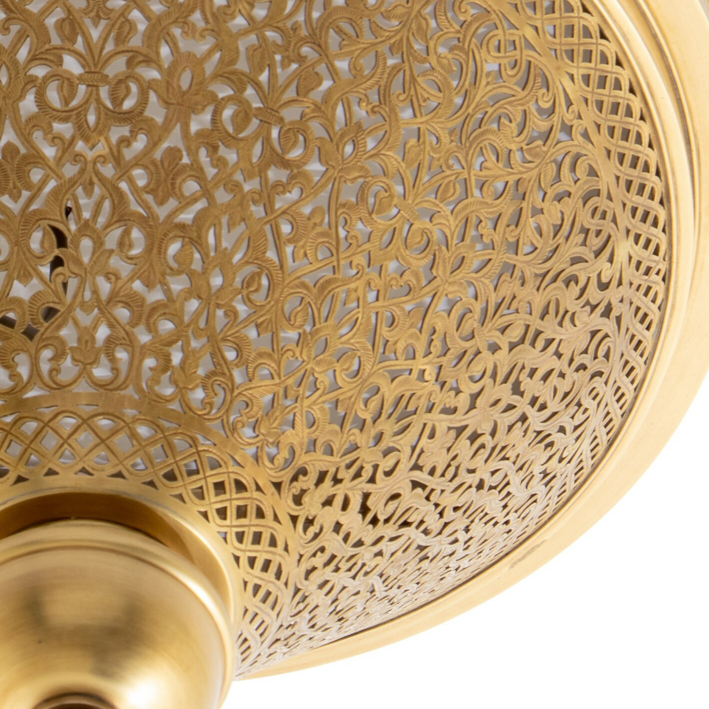 Ready to use Brass Ceiling Lamp, Handgraved with Geometric Antique Style, Perfect for Traditional or Modern Decoration