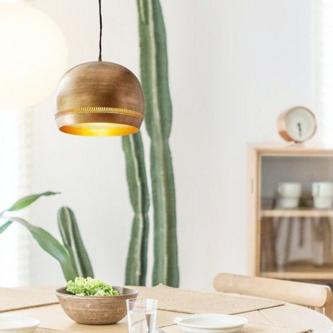 ARABESQUE GLOBE CEILING LIGHT, GOLD BRASS