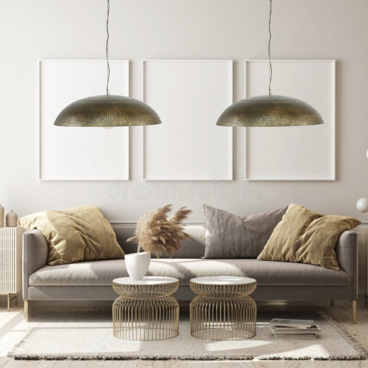 BRASS LEAF CEILING LIGHT, HAMMERED BRONZE