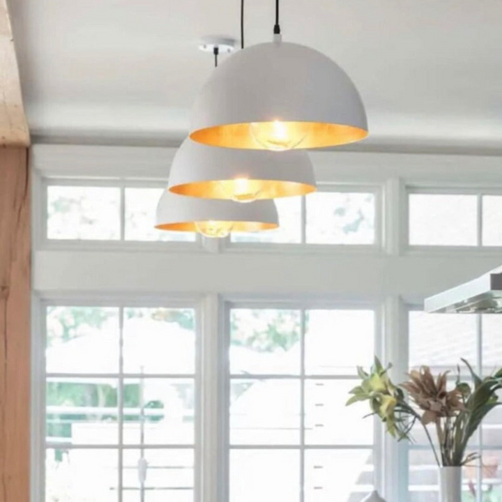 DOME CEILING LIGHT, WHITE & GOLD