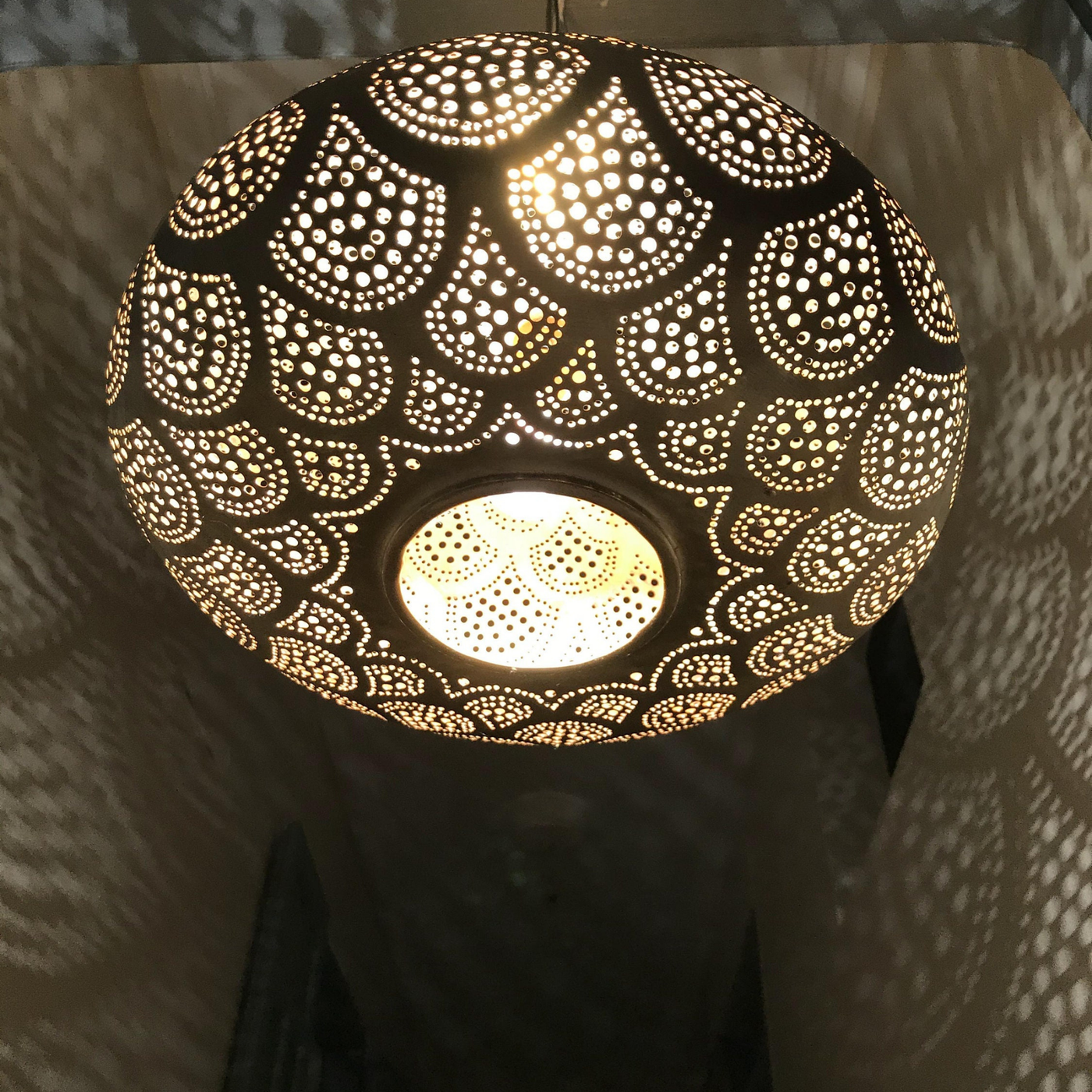 Handmade Brass Ceiling Lamp – Antique Moroccan Design, Beautiful Reflection – Luxury for Indoor & Outdoor Décor