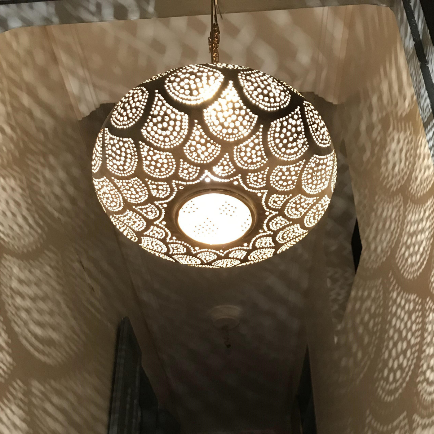 Handmade Brass Ceiling Lamp – Antique Moroccan Design, Beautiful Reflection – Luxury for Indoor & Outdoor Décor