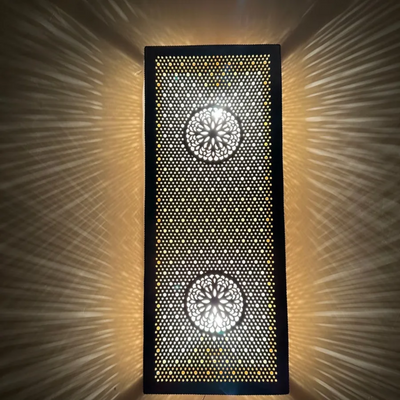 Moroccan-Inspired Wall Sconce Lamp – Antique Brass Design with Multi-Dimensional Lighting Effects