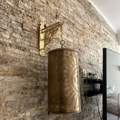 Moroccan-Style Wall Light – Handmade Solid Brass with Artistic Detailing – Perfect for Luxurious