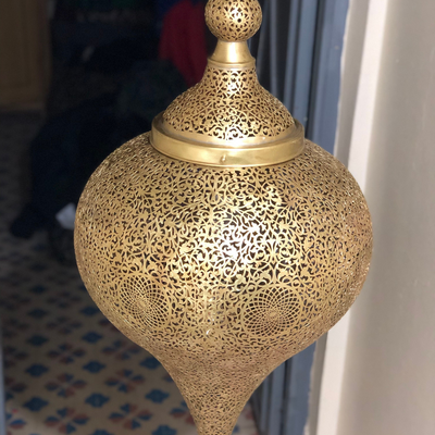 Elegance Brass Ceiling Lamp – Gold, Silver, Black Brass, Hand Engraved Moroccan Style – Luxury for Home Lighting