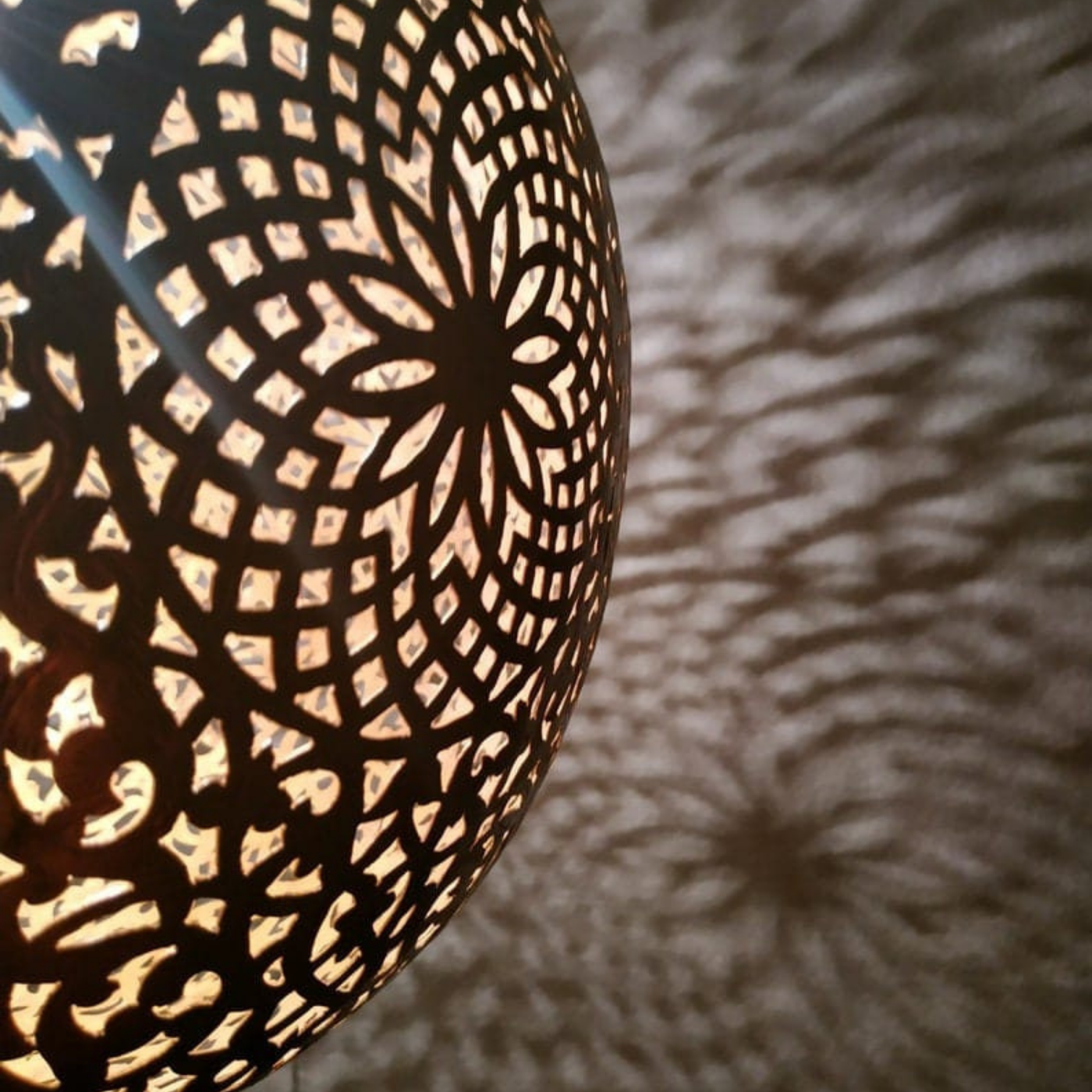 Sphere Hanging Brass Lamp, Comes Pre-Wired, Bulb Included, Moroccan-Inspired Design - Ideal For Home & Business Decoration