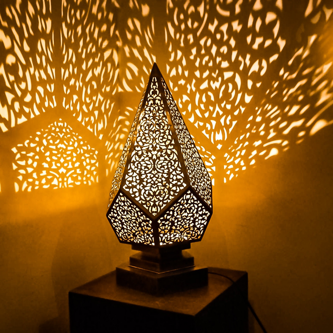 MOROCCAN TABLE & FLOOR LAMP , PYRAMID