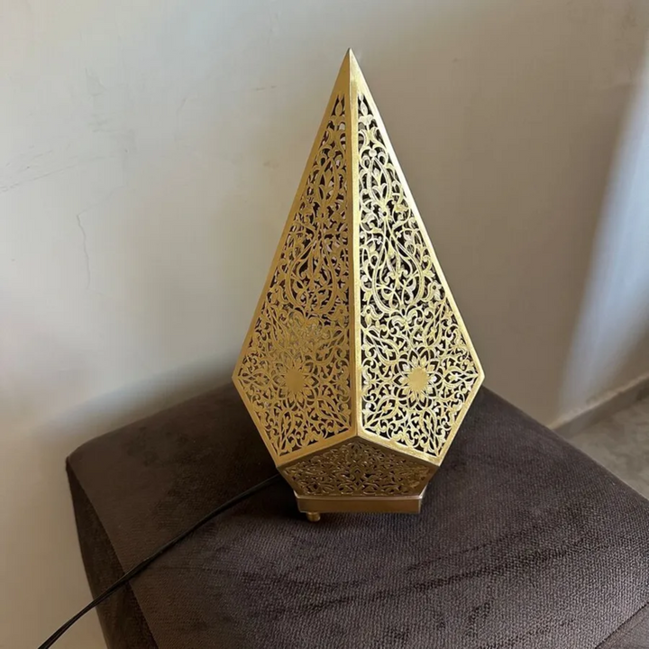 BRASS TABLE & FLOOR LAMP , PYRAMID II