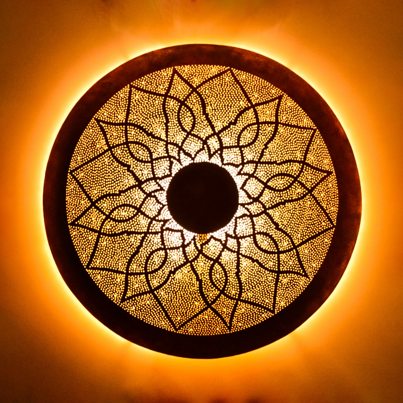 Handgraved Moroccan Wall Sconce – Geometric Design, Ready with Lightbulb – Luxury Lighting Décor