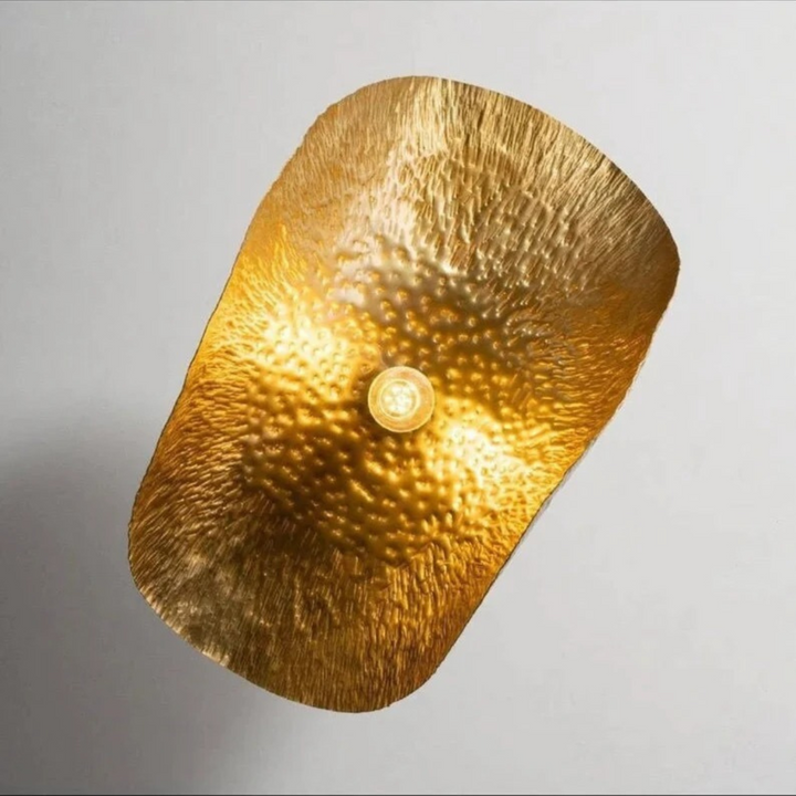 TWISTED BRASS CEILING LIGHT FIXTURE, GOLD HAMMERED BRASS