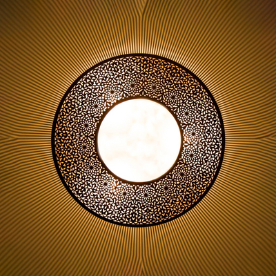 Ready to use Round Wall Sconce Lamp, Flush Mount Ceiling Light – The perfect addition to any Moroccan-inspired Decor