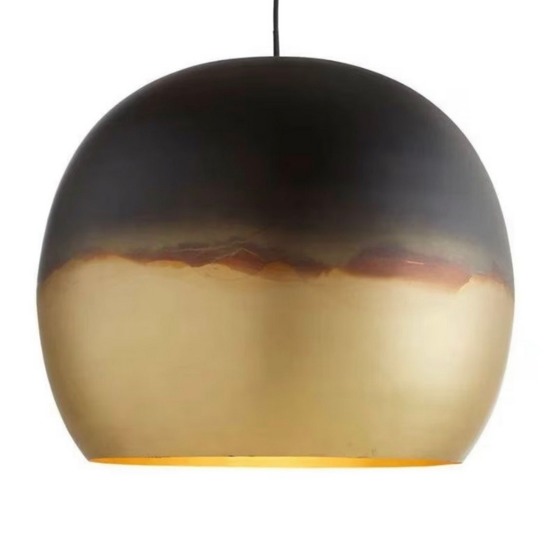 GLOBE CEILING LIGHT, BLACK WITH GOLD BRASS