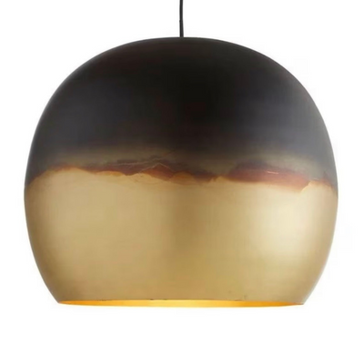 Luxury Brass Dome Ceiling Light – Hammered Black & Gold, Perfect for Indoor Décor