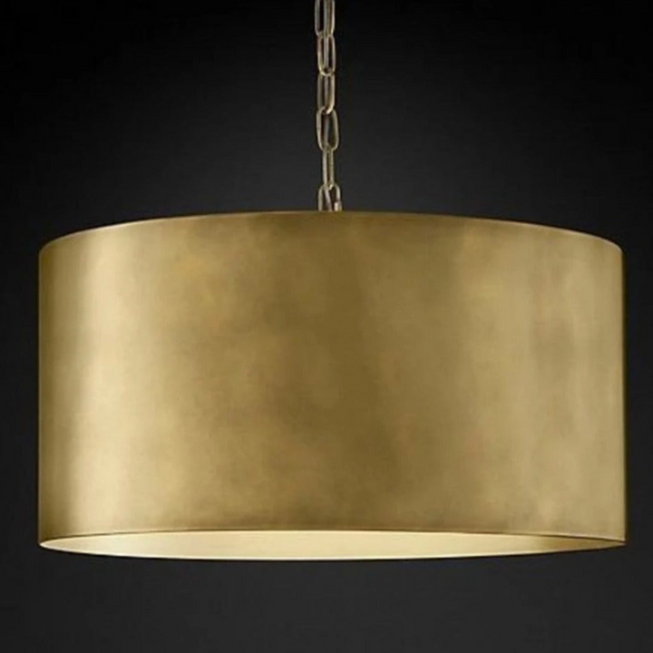 DRUM CEILING LIGHT, ANTIQUE BRASS