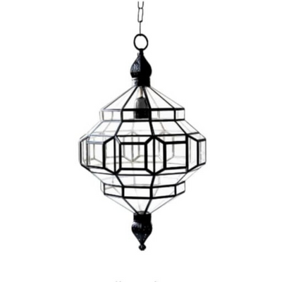 Glass Pendant Lamp – Geometric Design, Handcrafted in Morocco with Solid Brass & Glass – Luxury for Home & Business Décor