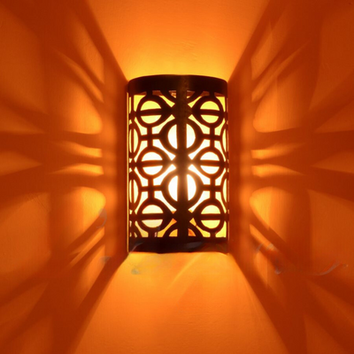 Wall Sconce Lamp with Classic Design, Hand-Carved Geometric Pattern, Available in White & Black Iron – Luxury for Home & Business Decoration