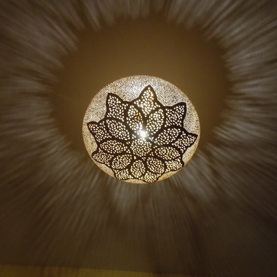 Handcrafted Moroccan Ceiling Light in Solid Brass, Pre-Wired with Bulb Included, Featuring a Beautiful Geometric Pattern