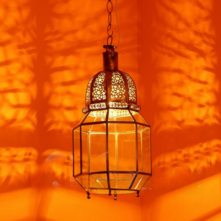 Hanging Glass Lantern, Handcrafted in Marrakech – Luxury for Outdoor & Indoor Lighting Décor