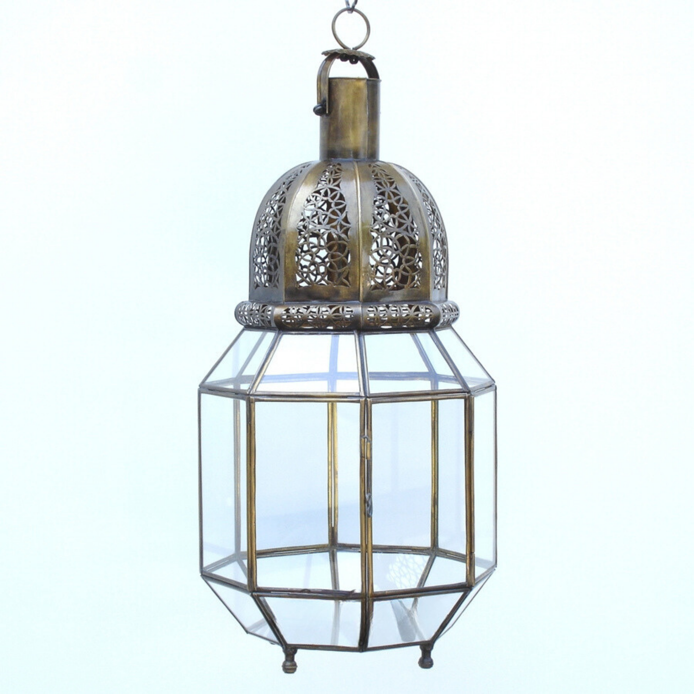 Handcrafted Antique Glass Lamp – Silver, for Bulb or Candle, Moroccan Luxury