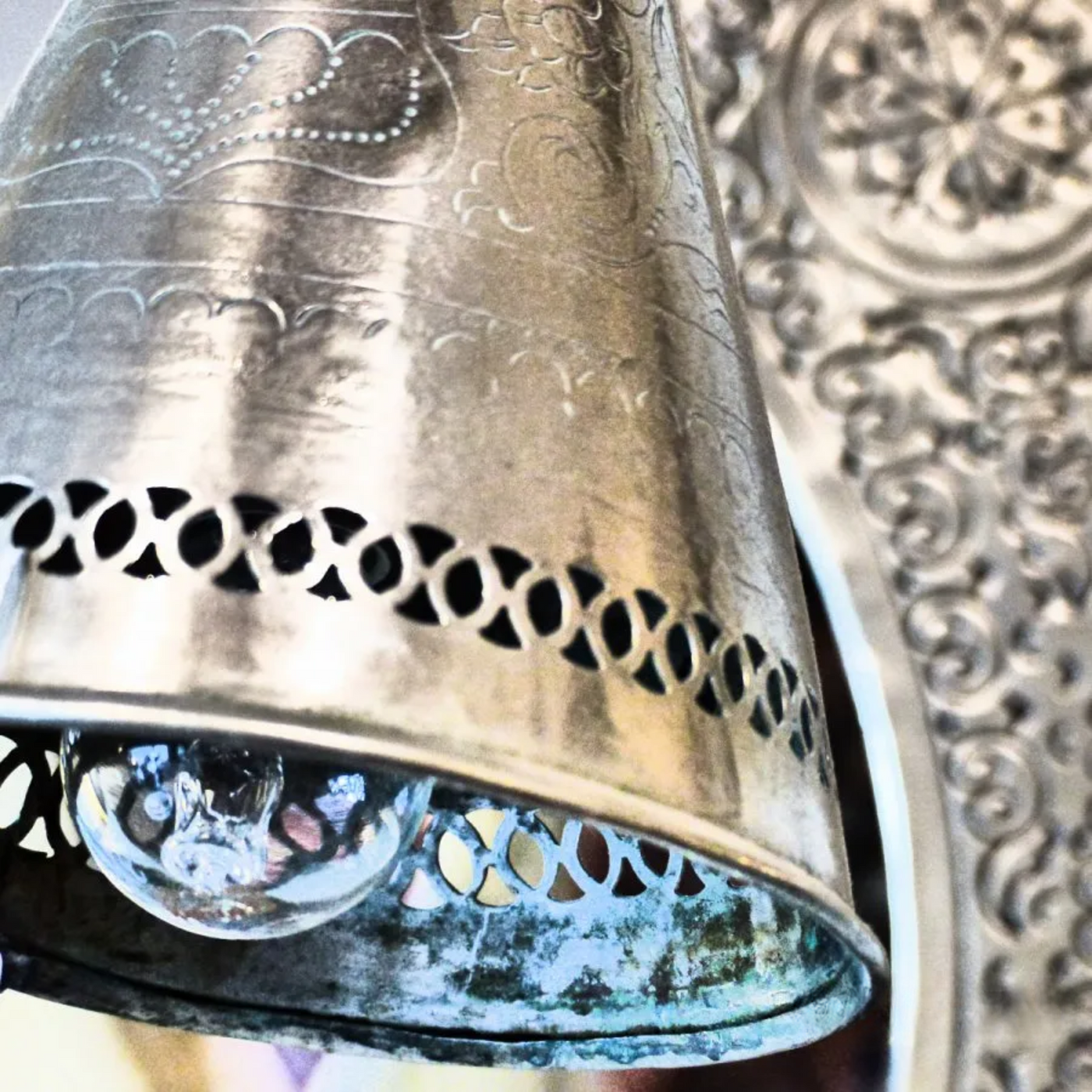 Elegance Hanging Latern, Made in Marrakesh with Silver - Luxury for Outdoor garden and Indoor Lighting Decor