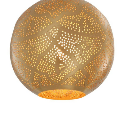 Brass Pendant Lamp – Moroccan Design, Hardwired with Bulb, Perfect for Any Home Décor