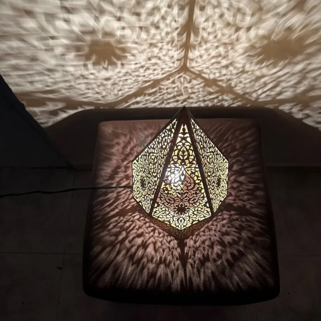 BRASS TABLE & FLOOR LAMP , PYRAMID II