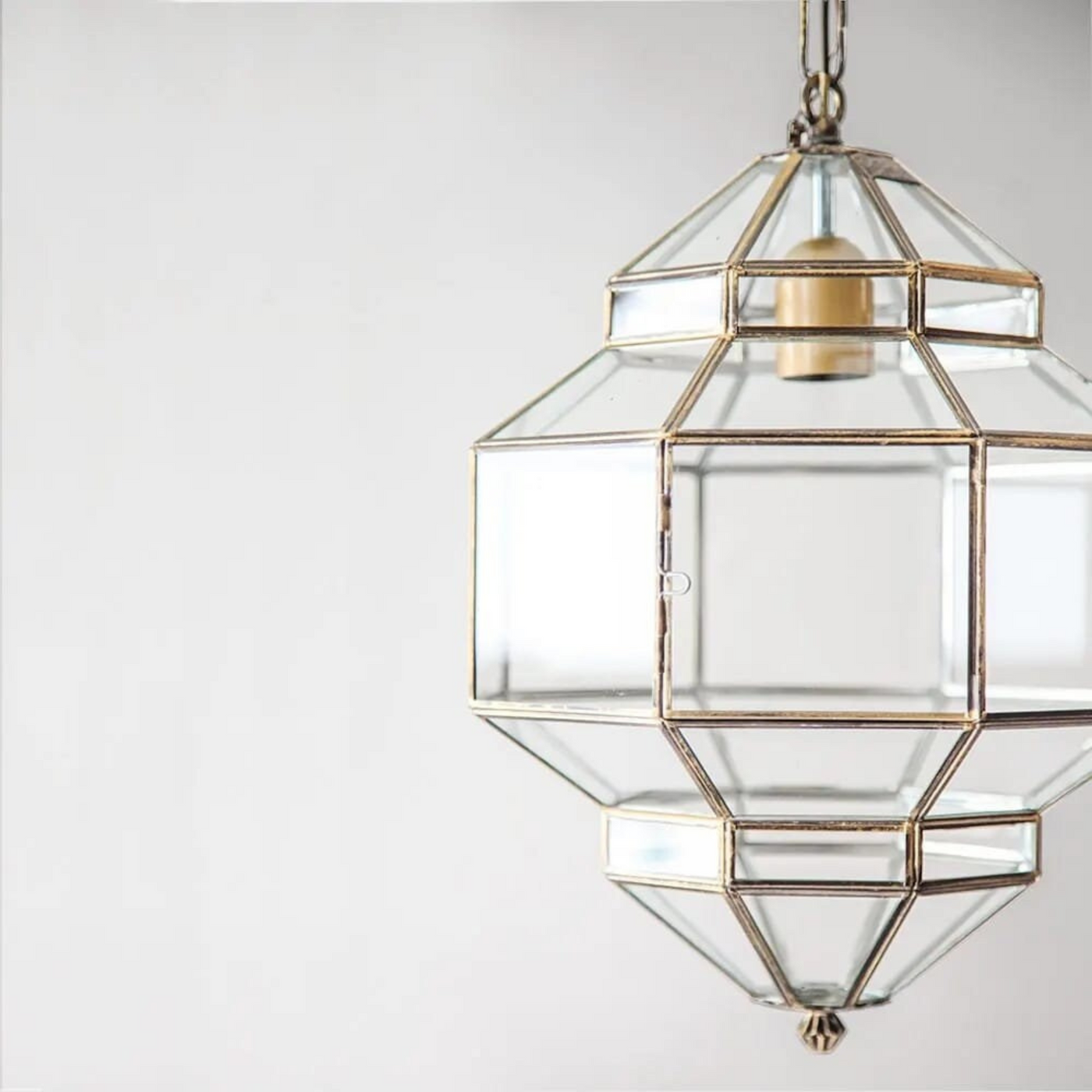 Minimalist Glass Pendant Lamp – Geometric Design, Handcrafted in Morocco with Solid Brass and Glass – Luxury Lighting for Home & Business Decor