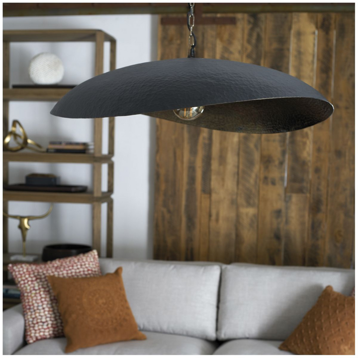 TWISTED BRASS LEAF CEILING LIGHT, BLACK HAMMERED BRASS