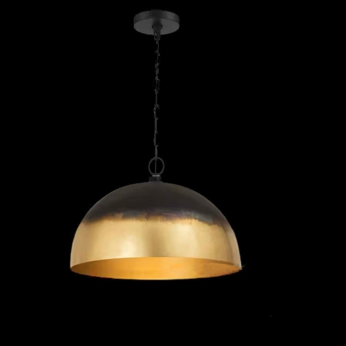 Gold & Black Brass Dome Ceiling Fixture, Ready to Install – Ideal for Any Décor