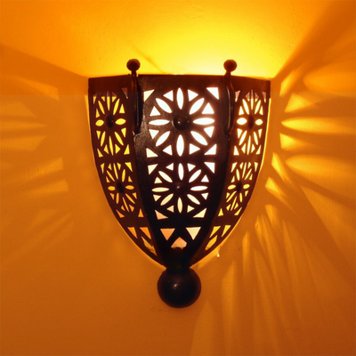 Antique Iron Wall Sconce – Geometric Design for Home & Business Décor