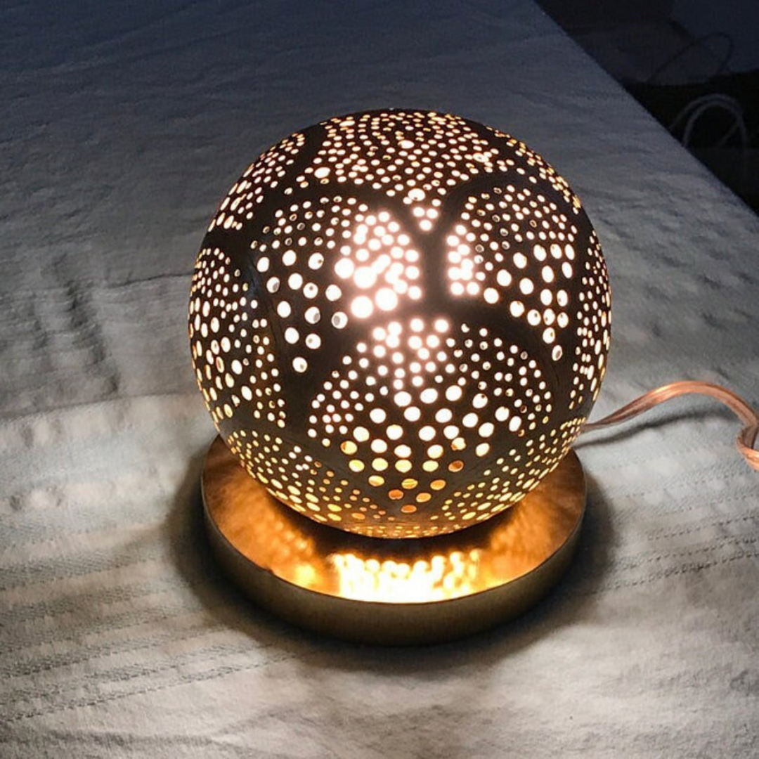 BRASS TABLE & FLOOR LAMP , KOORA PIERCED