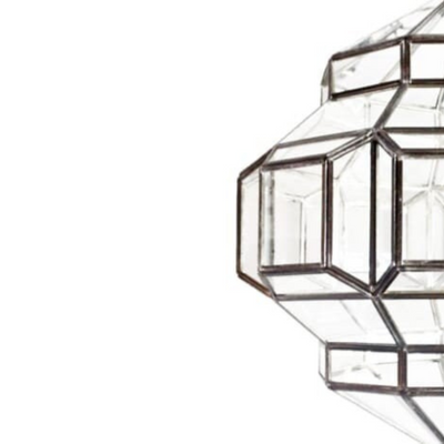 Glass Pendant Lamp – Geometric Design, Handcrafted in Morocco with Solid Brass & Glass – Luxury for Home & Business Décor