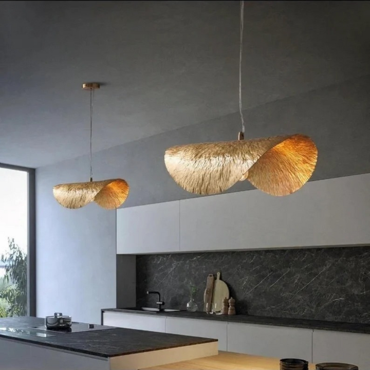 TWISTED BRASS CEILING LIGHT FIXTURE, GOLD HAMMERED BRASS