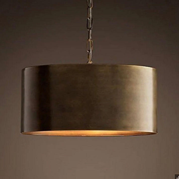 DRUM CEILING LIGHT, ANTIQUE BRASS