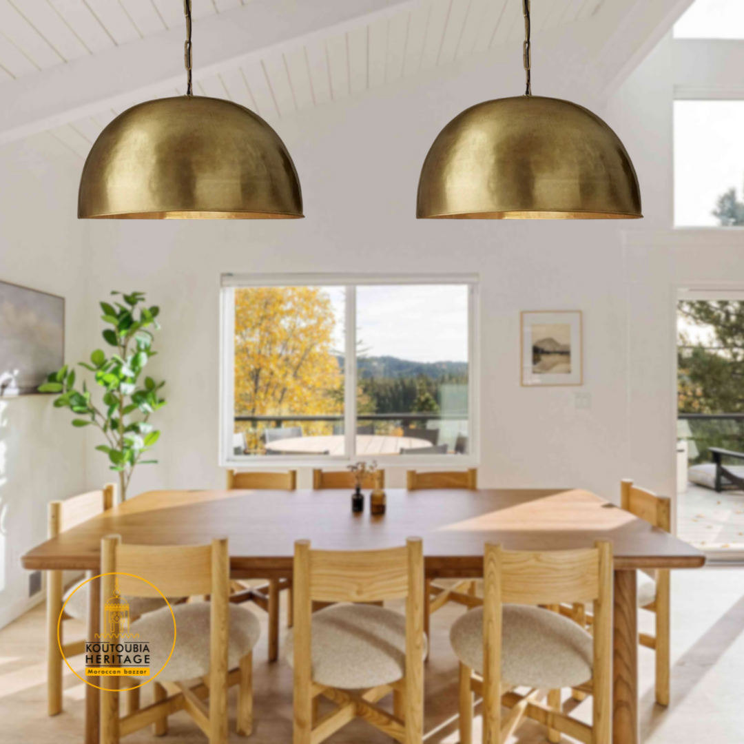 SET OF DOME LIGHTS, ANTIQUE GOLD BRASS