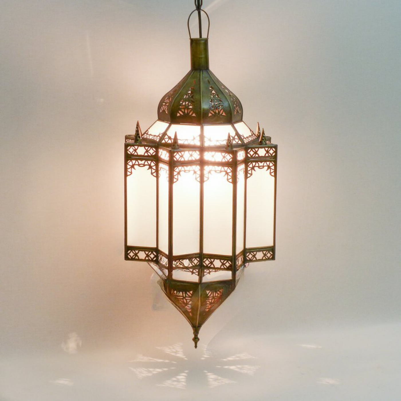 Frosted Hanging Lamp – Moroccan Style, Made of Brass and Glass – Luxury for Outdoor and Indoor Décor