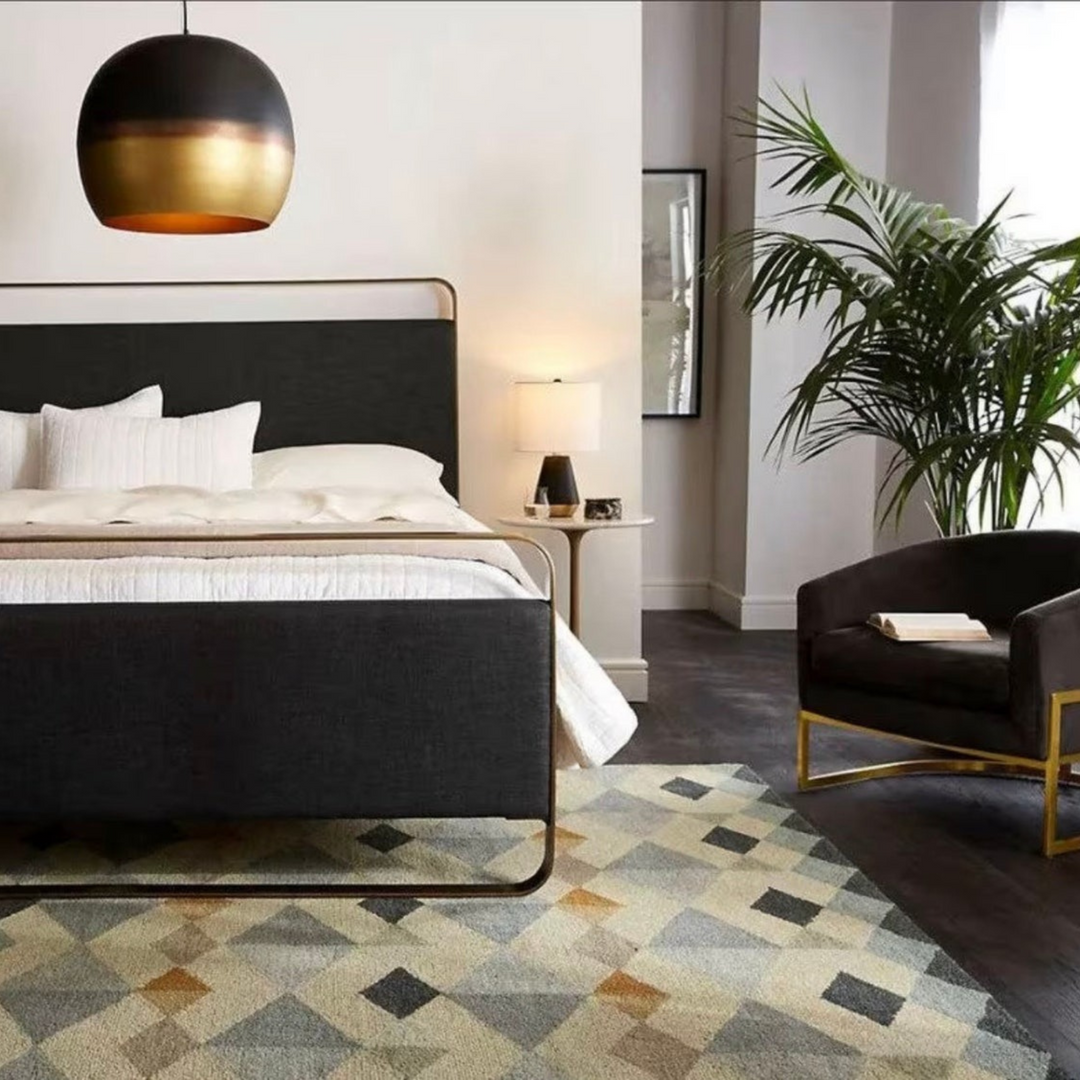 GLOBE CEILING LIGHT, BLACK WITH GOLD BRASS