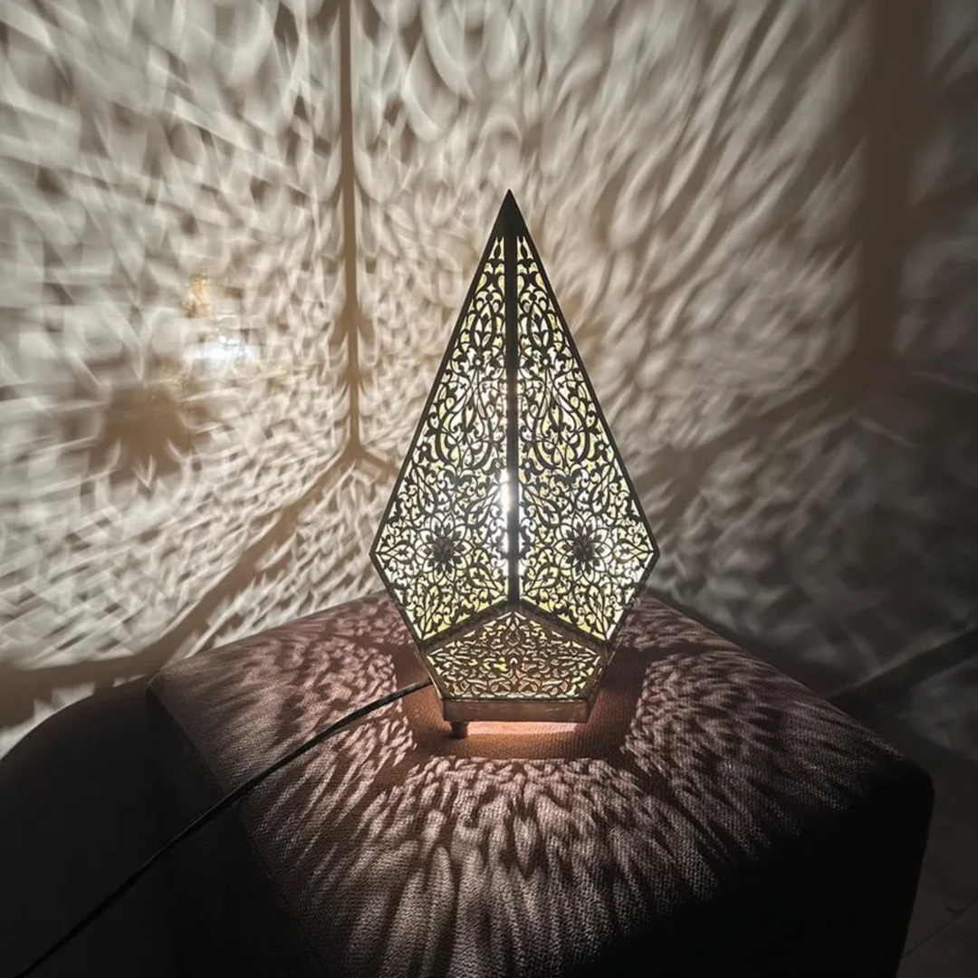 BRASS TABLE & FLOOR LAMP , PYRAMID II