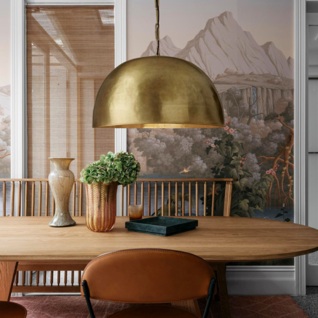 SET OF DOME LIGHTS, ANTIQUE GOLD BRASS